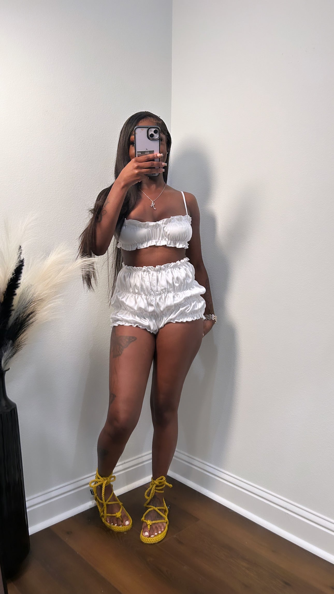 Plush short set (white)