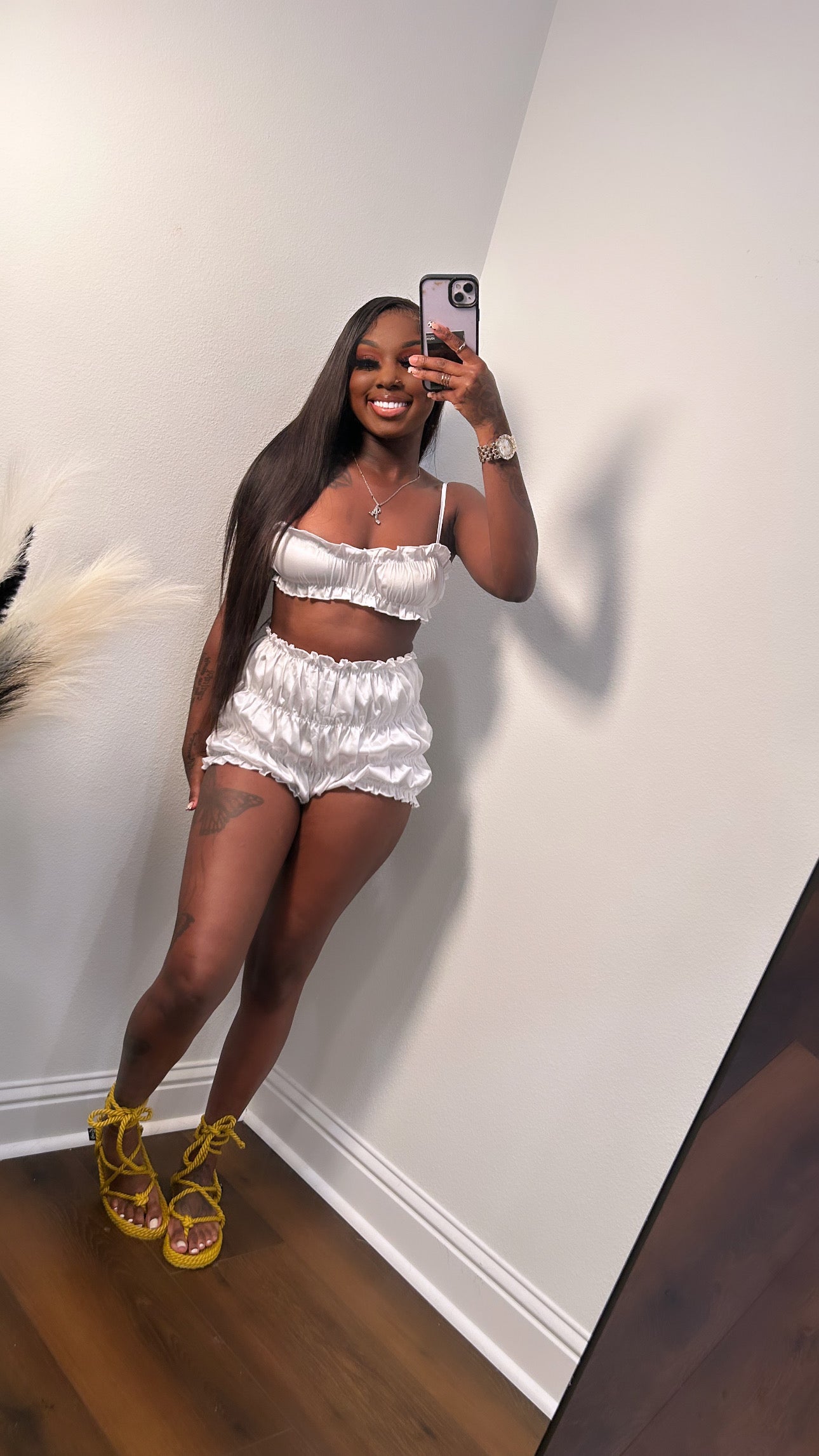 Plush short set (white)